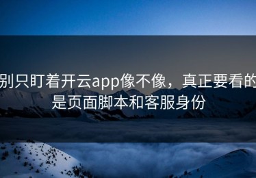 别只盯着开云app像不像，真正要看的是页面脚本和客服身份