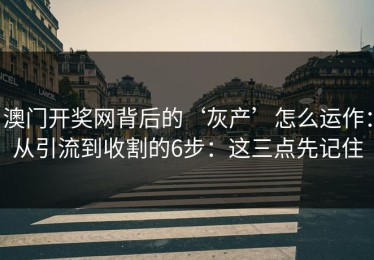 澳门开奖网背后的‘灰产’怎么运作：从引流到收割的6步：这三点先记住