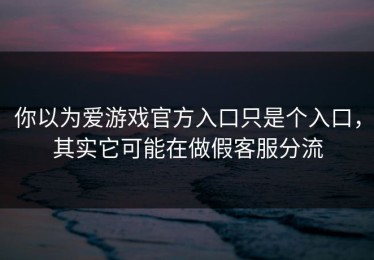 你以为爱游戏官方入口只是个入口，其实它可能在做假客服分流