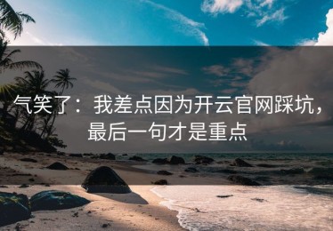 气笑了：我差点因为开云官网踩坑，最后一句才是重点