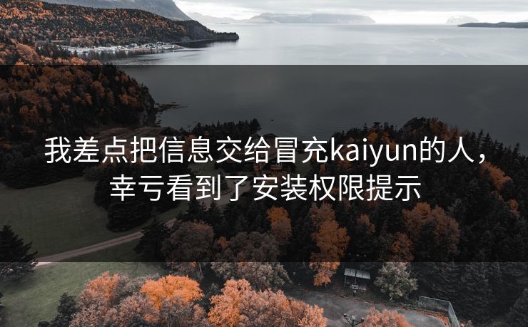 我差点把信息交给冒充kaiyun的人，幸亏看到了安装权限提示