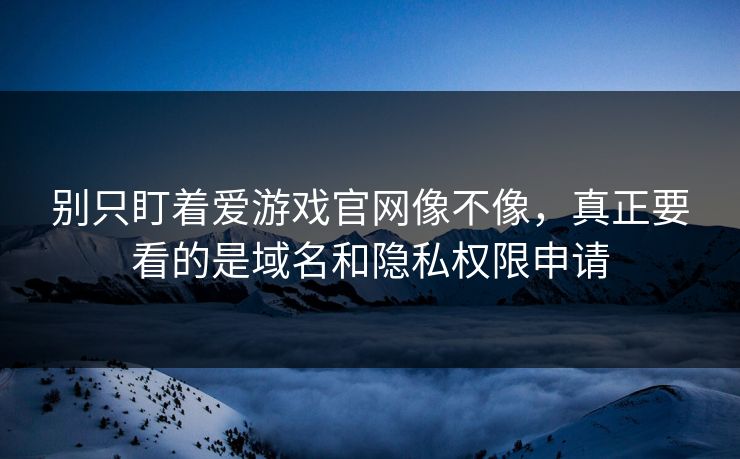 别只盯着爱游戏官网像不像，真正要看的是域名和隐私权限申请