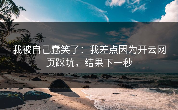我被自己蠢笑了：我差点因为开云网页踩坑，结果下一秒