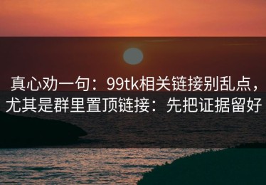 真心劝一句：99tk相关链接别乱点，尤其是群里置顶链接：先把证据留好
