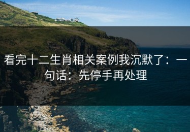 看完十二生肖相关案例我沉默了：一句话：先停手再处理