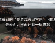 你看到的“爱游戏官网官网”可能只是表面，里面还有一层仿站