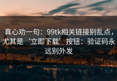 真心劝一句：99tk相关链接别乱点，尤其是‘立即下载’按钮：验证码永远别外发