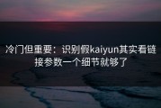 冷门但重要：识别假kaiyun其实看链接参数一个细节就够了