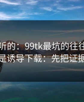说句难听的：99tk最坑的往往不是内容，是诱导下载：先把证据留好